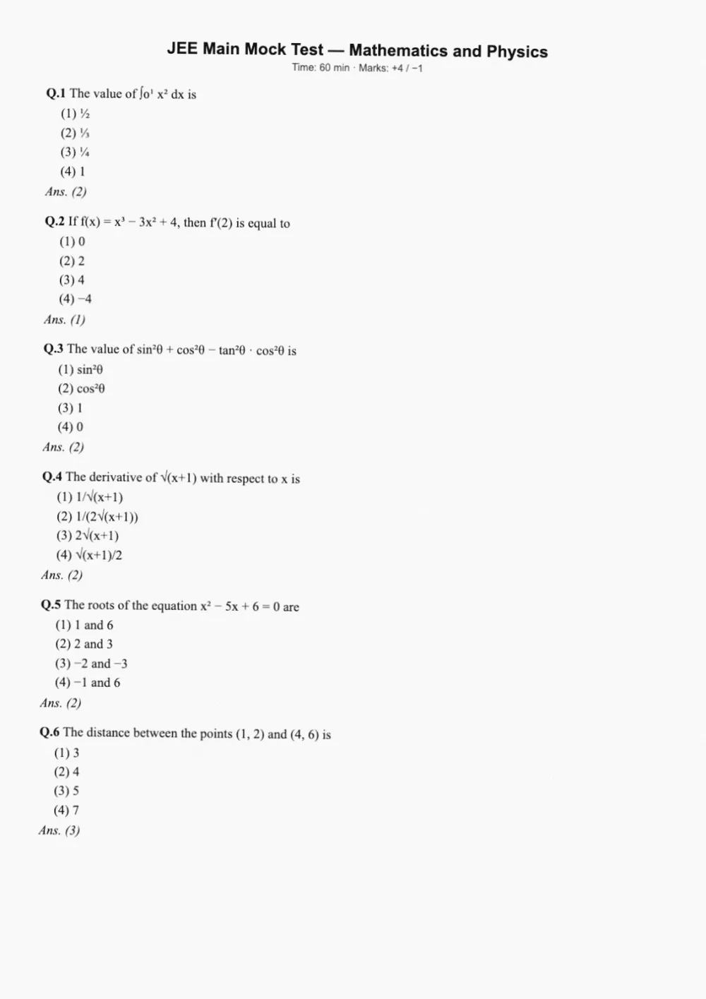 The printed JEE page